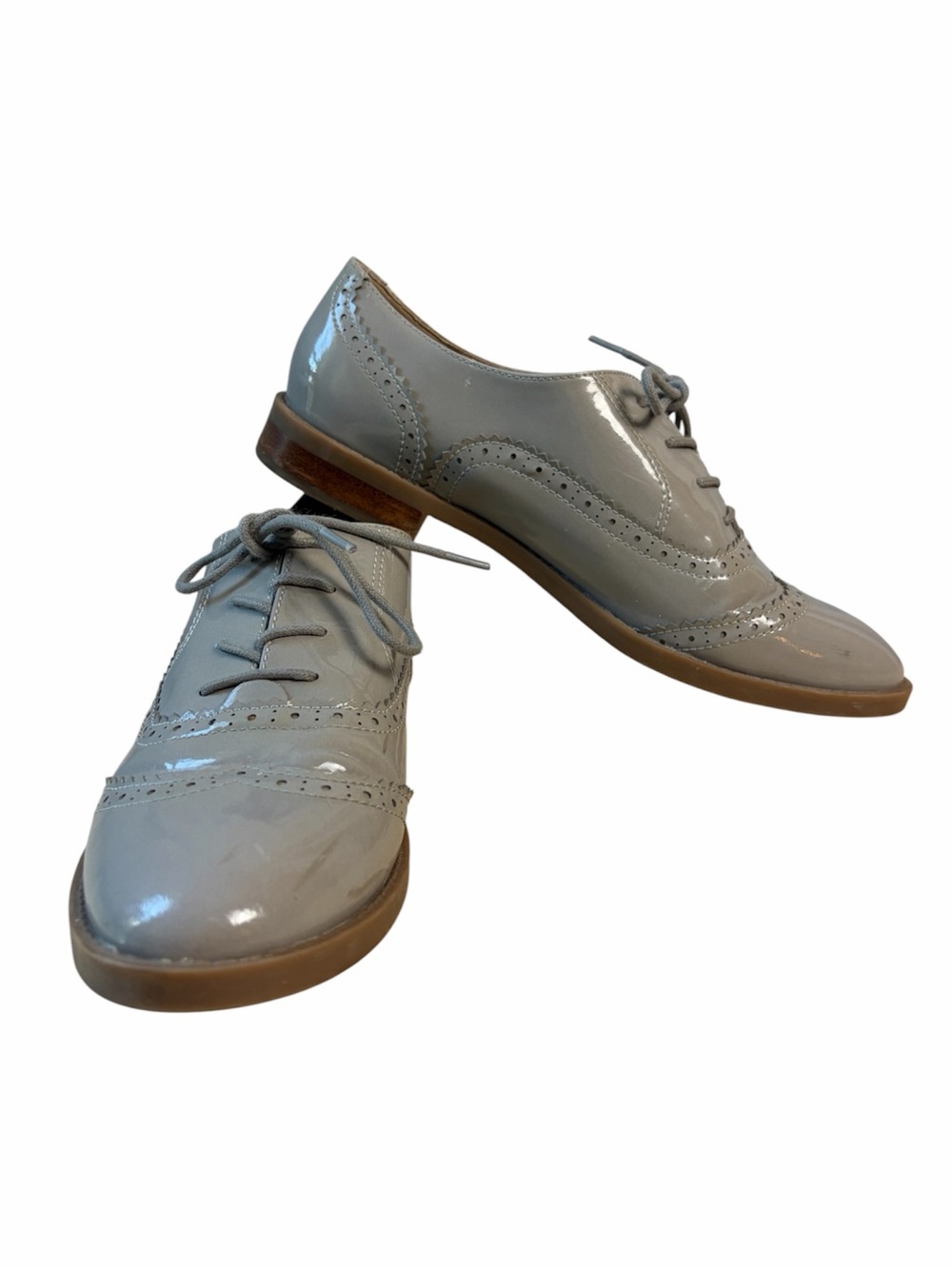 Franco Sarto Patent Oxford Brogues Taupe Gray Size 9.5